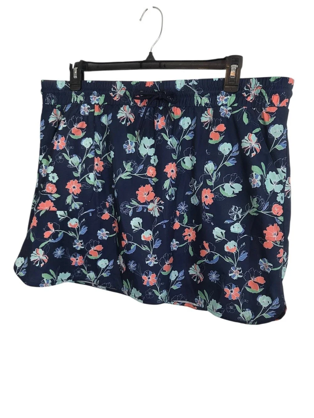 St. John's Bay Floral Navy Drawstring Activewear Skort Size XXL ~ Pre-Owned